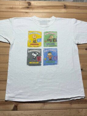 90s Peanuts Gang Snoopy Stickers Bubblegum Cartoon Graphic T-Shirt